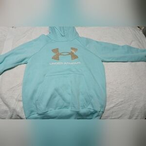 Under Armour Aqua Hoodie with Gold Emblem